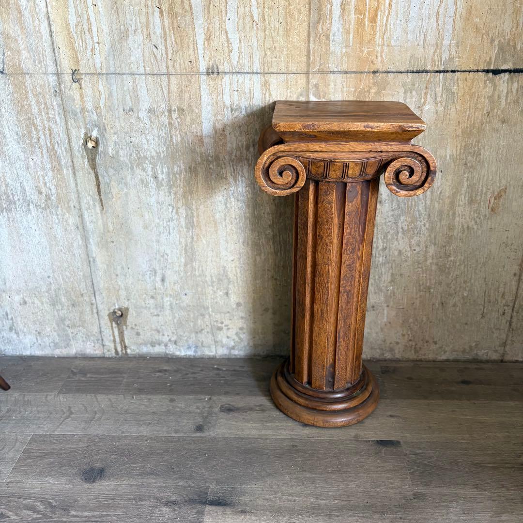 フランスヴィンテージ　木製　コラム　ペデスタル　花台　ギリシャ風