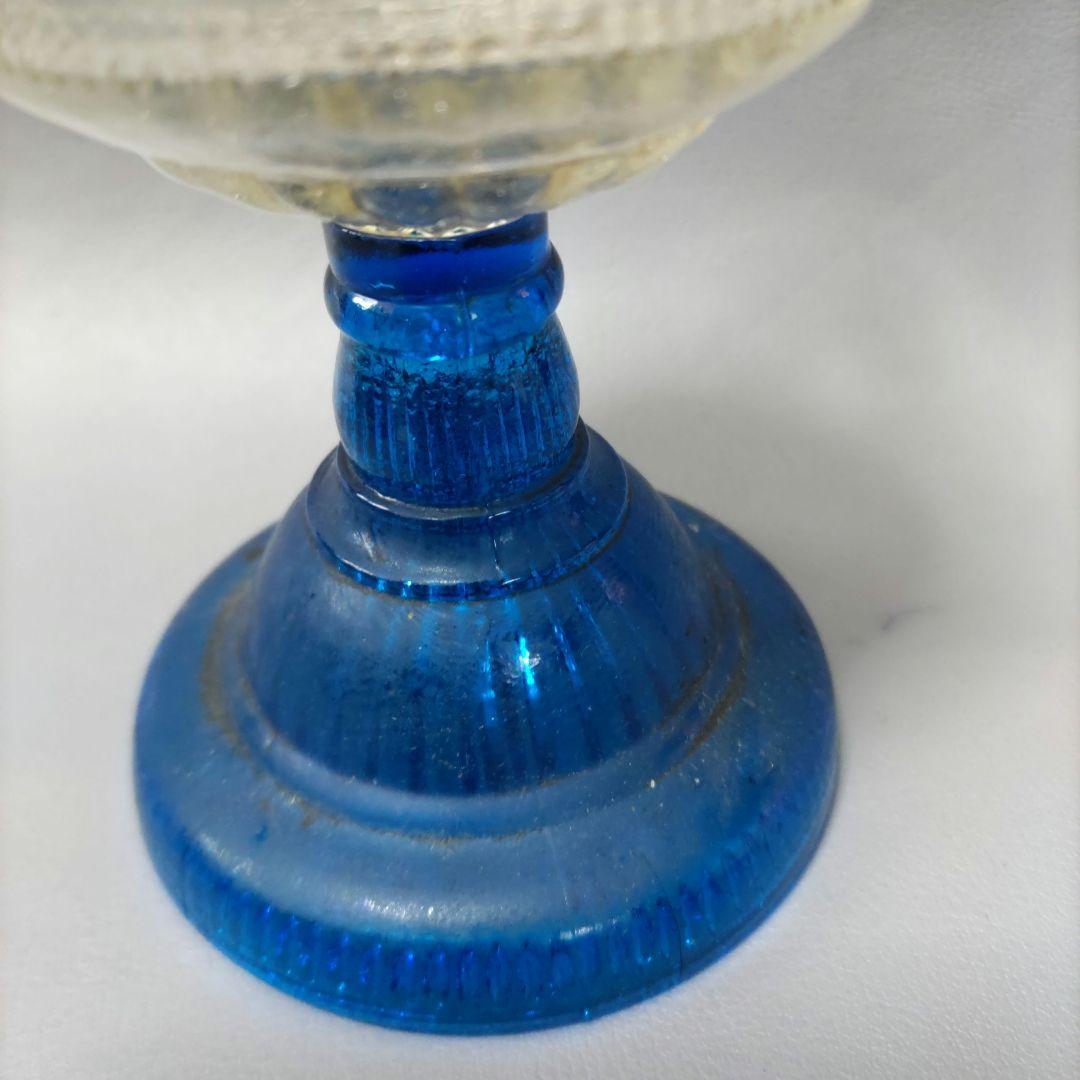 大正硝子　オイルランプ　ブルー D605