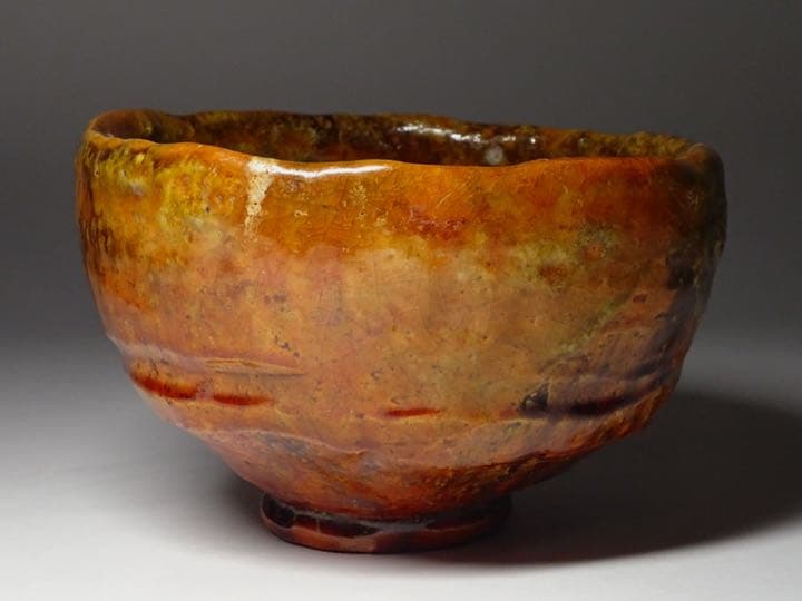 江戸時代後期の茶陶作品 京都・嵐山 嵯峨焼 楽焼茶碗 時代箱付 茶道具