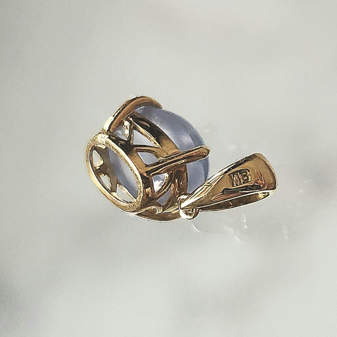 k18 青色オーバルカットゴールドペンダントトップ