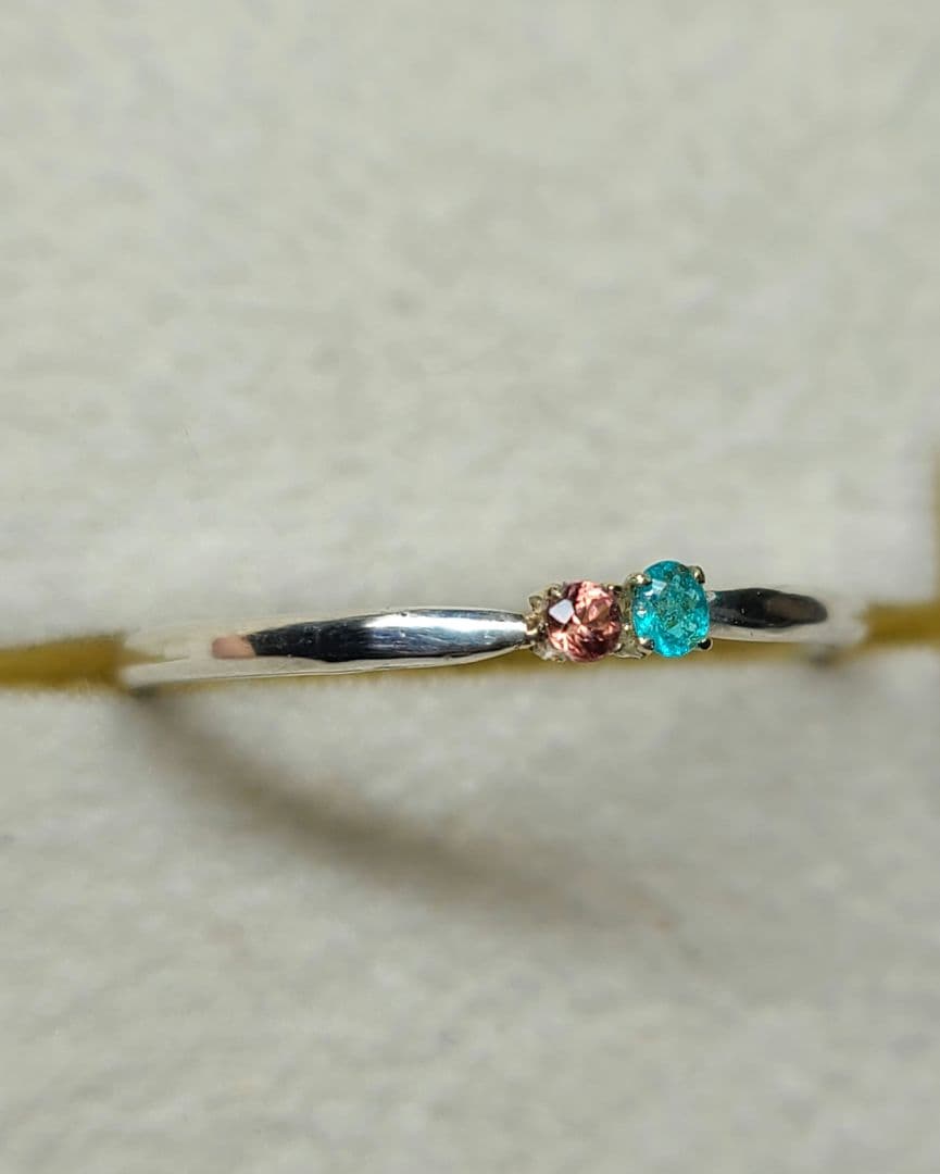 ★ブラジルバターリャパライバトルマリン&パパラチアサファイア10KリングSV★