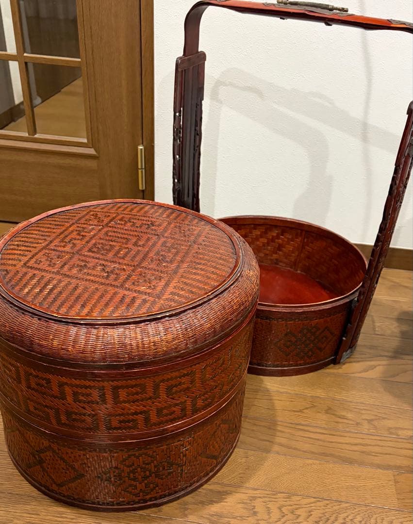 【アンティーク】中国 20世紀 ラタン ウェディングボックス