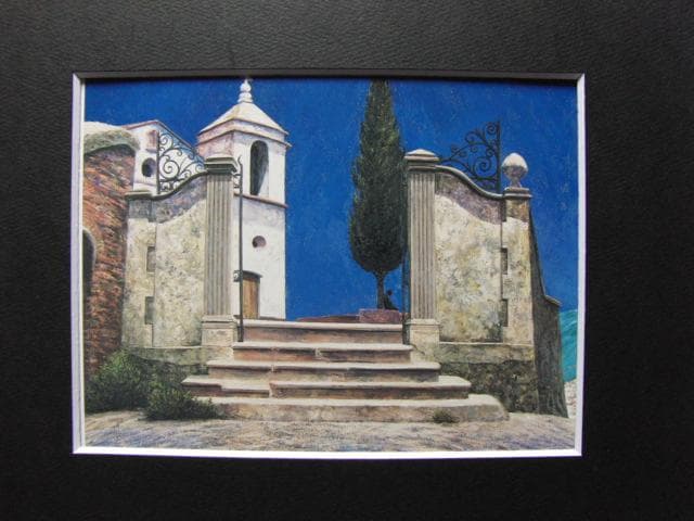 池田良則、丘の上の教会、希少な画集より、新品高級額・額装付