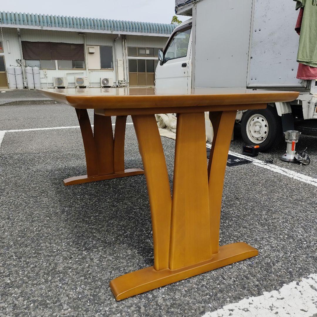 ブラウン 木製 大型ダイニングテーブル 6人 長方形