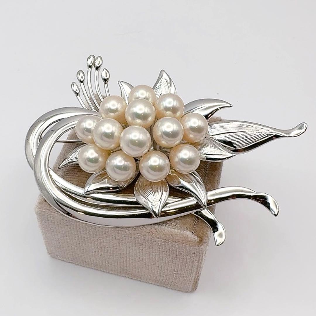 アコヤパール　ブローチ　13珠　直径7mm　シルバー金具　スターリングシルバー