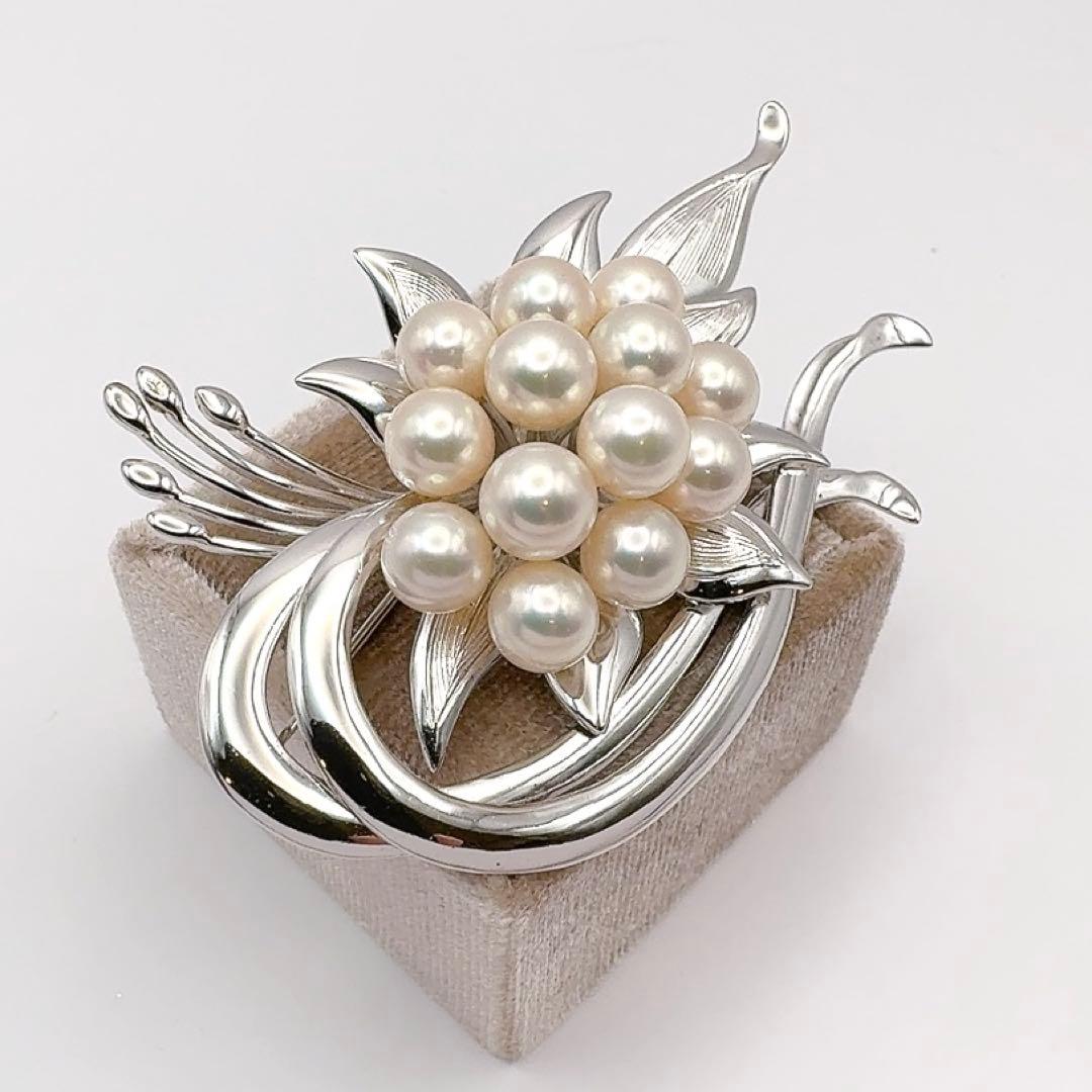 アコヤパール　ブローチ　13珠　直径7mm　シルバー金具　スターリングシルバー