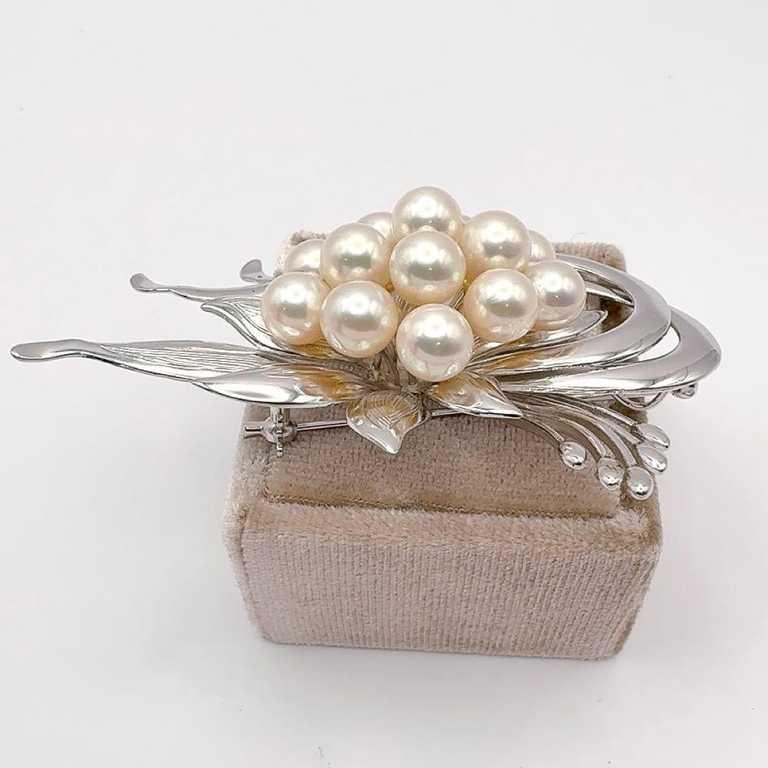 アコヤパール　ブローチ　13珠　直径7mm　シルバー金具　スターリングシルバー