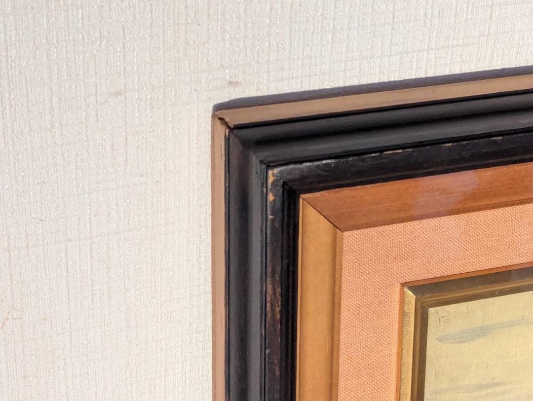 【模写】絵画　平塚運一　油彩3号（ボード）　甲州風景　重厚な筆致　箱入　W188