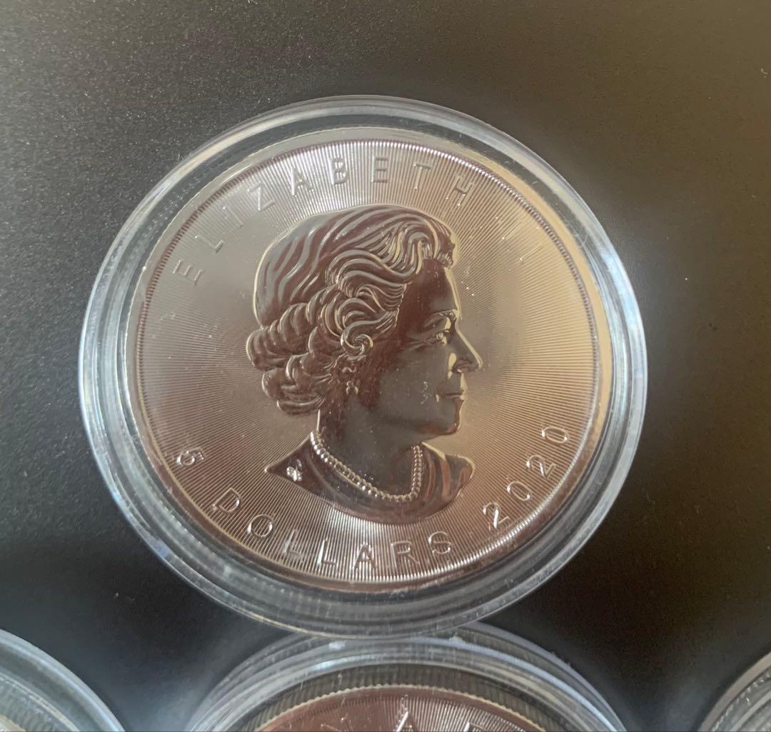 カナダ メイプルリーフ銀貨 １オンス 2020年クリアケース入り7枚セット