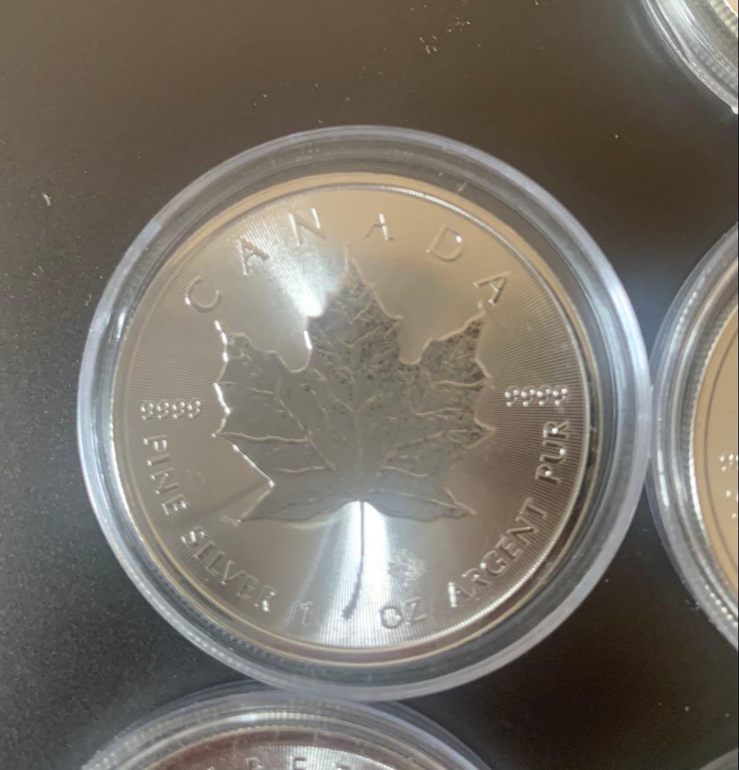 カナダ メイプルリーフ銀貨 １オンス 2020年クリアケース入り7枚セット