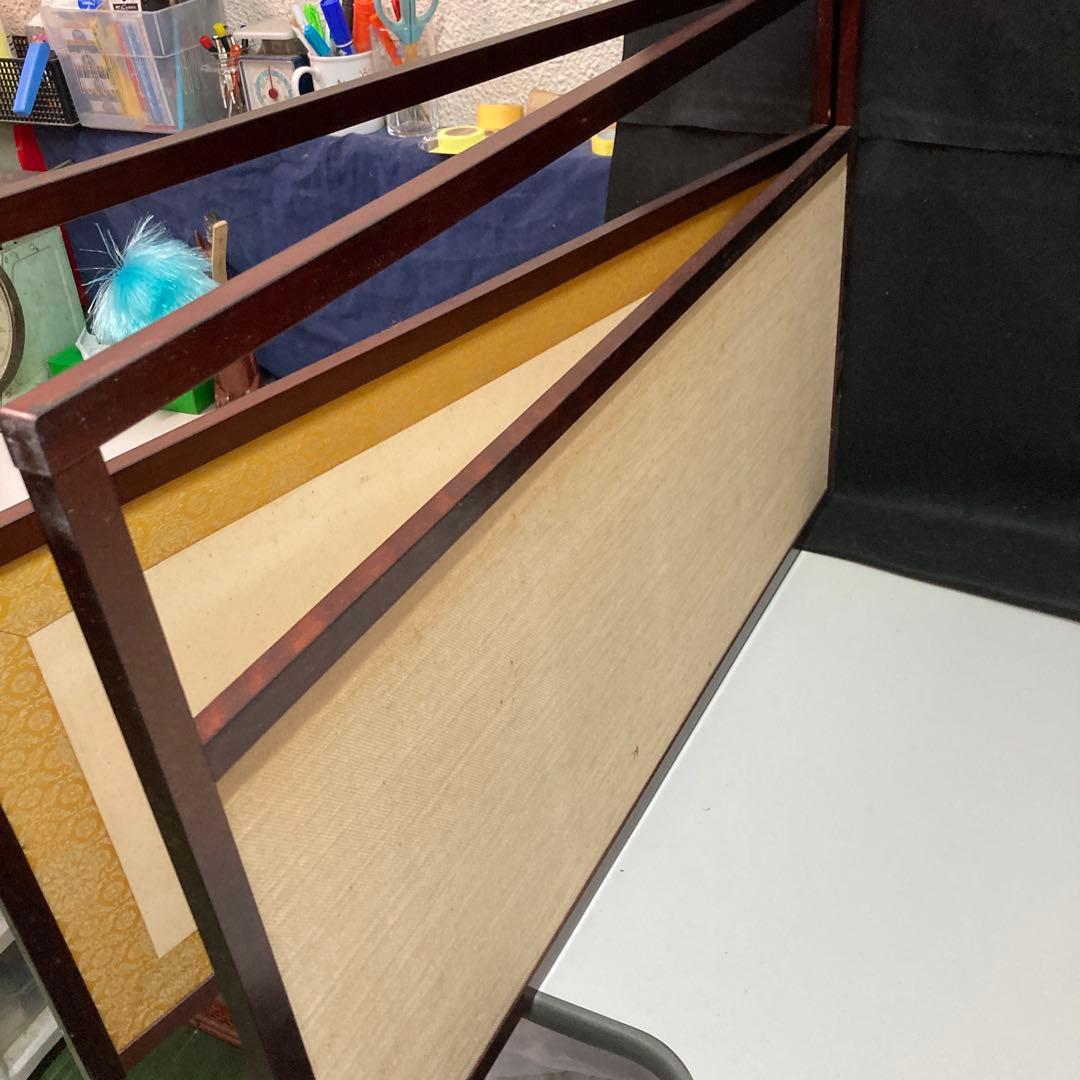 竹の絵柄 木製 茶道具　風炉先屏風 幅約87cm風炉先上透 裏白角縁 茶道 茶室