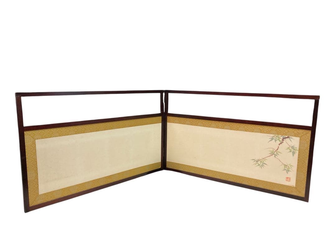 竹の絵柄 木製 茶道具　風炉先屏風 幅約87cm風炉先上透 裏白角縁 茶道 茶室