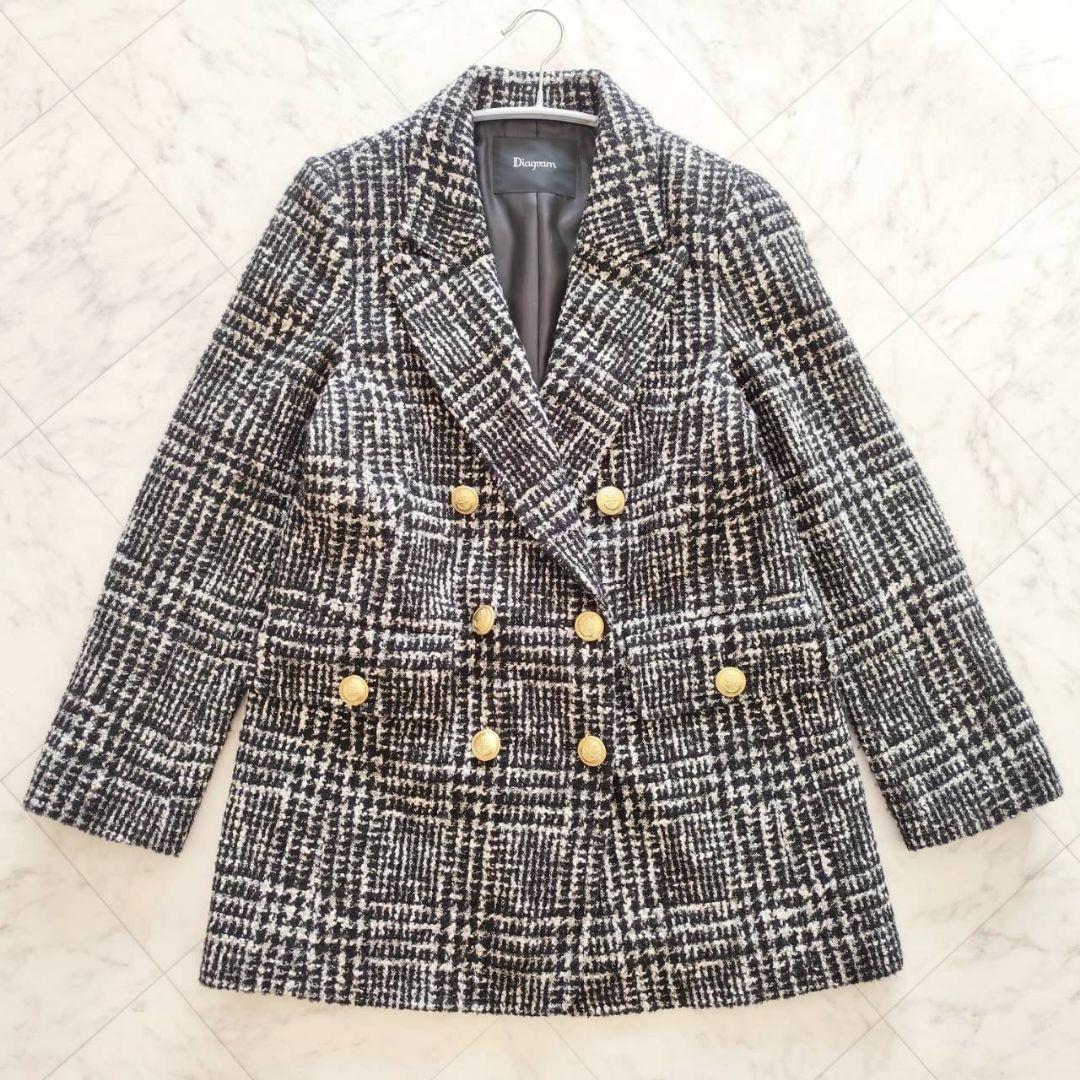 Diagram ラメ ループ ツイード 金ボタン コート ジャケット