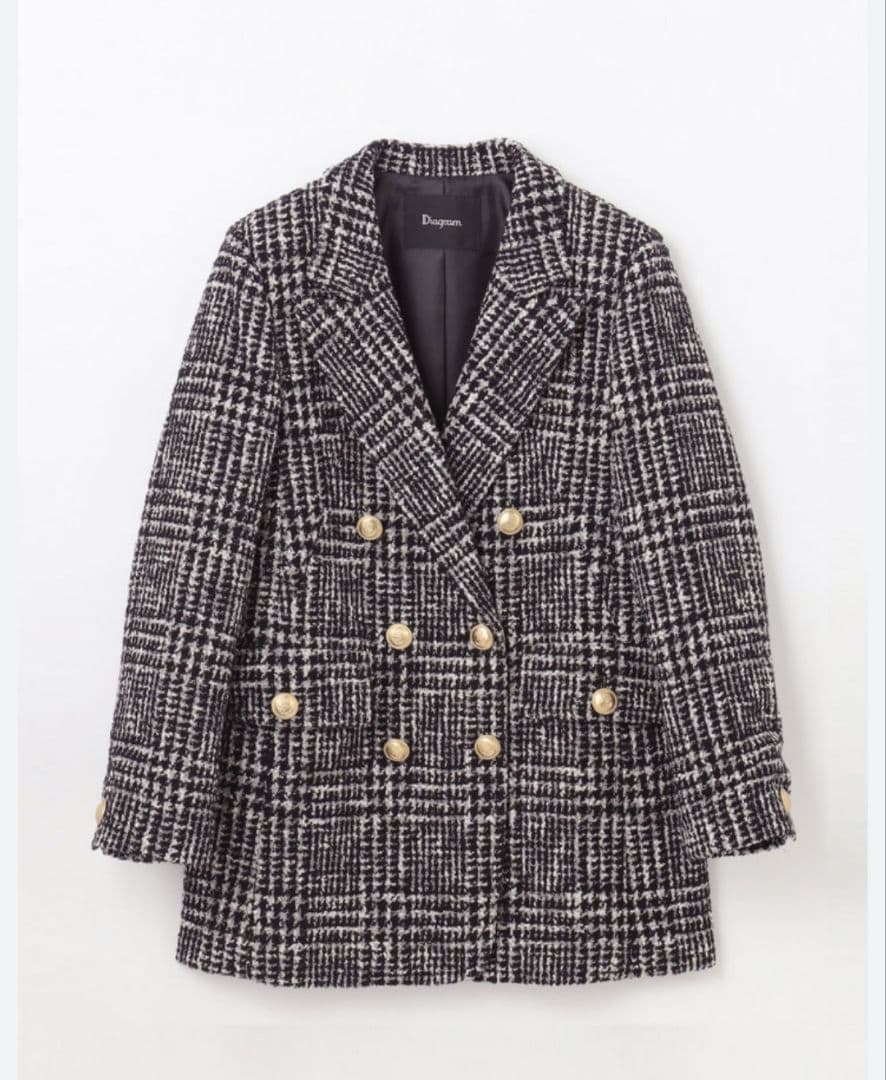 Diagram ラメ ループ ツイード 金ボタン コート ジャケット