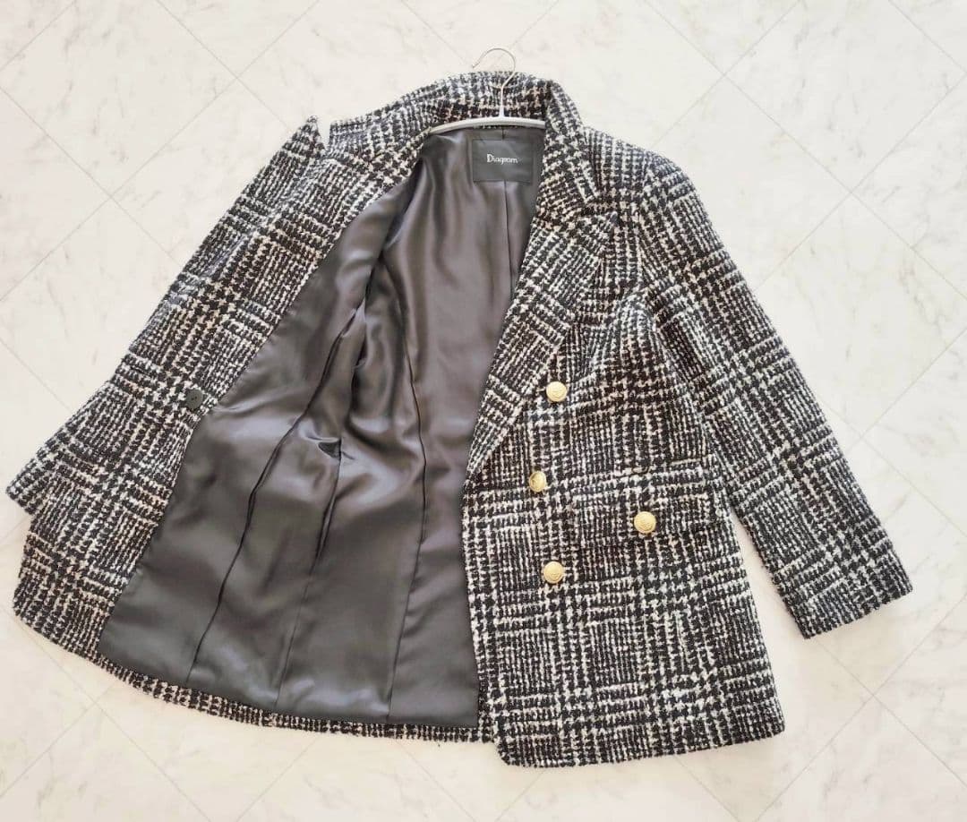 Diagram ラメ ループ ツイード 金ボタン コート ジャケット