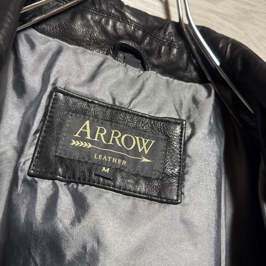 90s ARROW 本革 ショート丈 レザージャケット シングルライダース 黒
