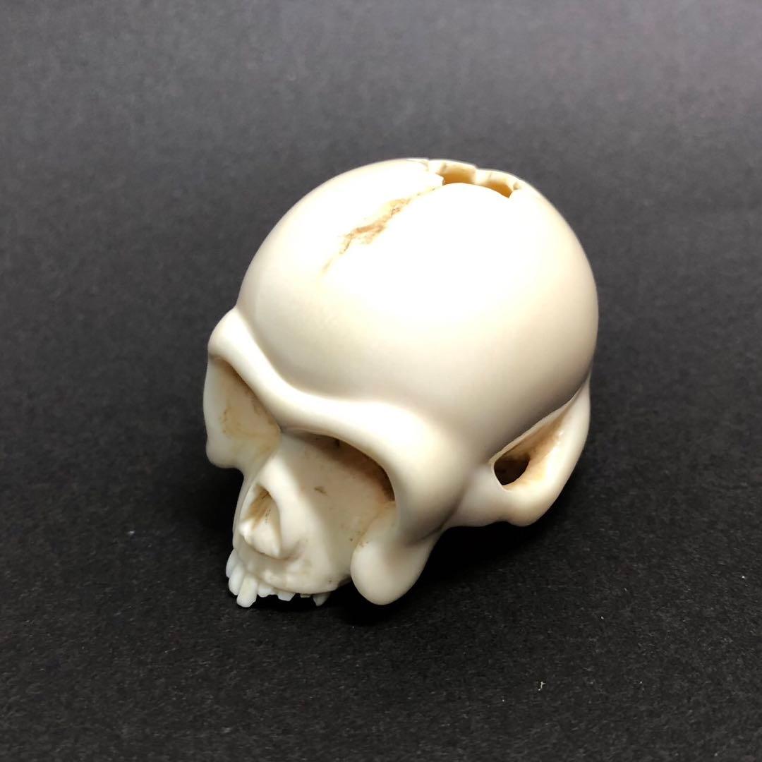 アンティーク　根付　髑髏　銘入り　骨董品