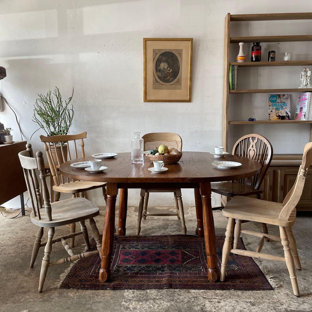 ビンテージ ラウンドエクステンションダイニングテーブル no4