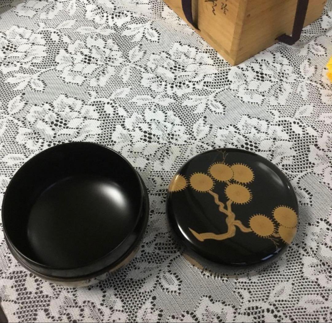 茶道具　棗　蒔絵　唐松　秀麿　大平棗