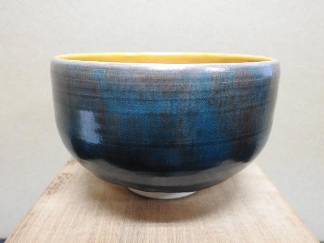 浅倉五十吉　彩釉茶碗　共箱　MA270