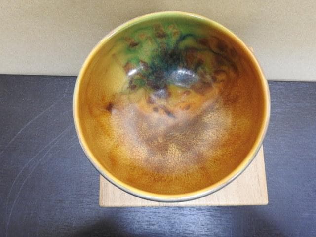 浅倉五十吉　彩釉茶碗　共箱　MA270