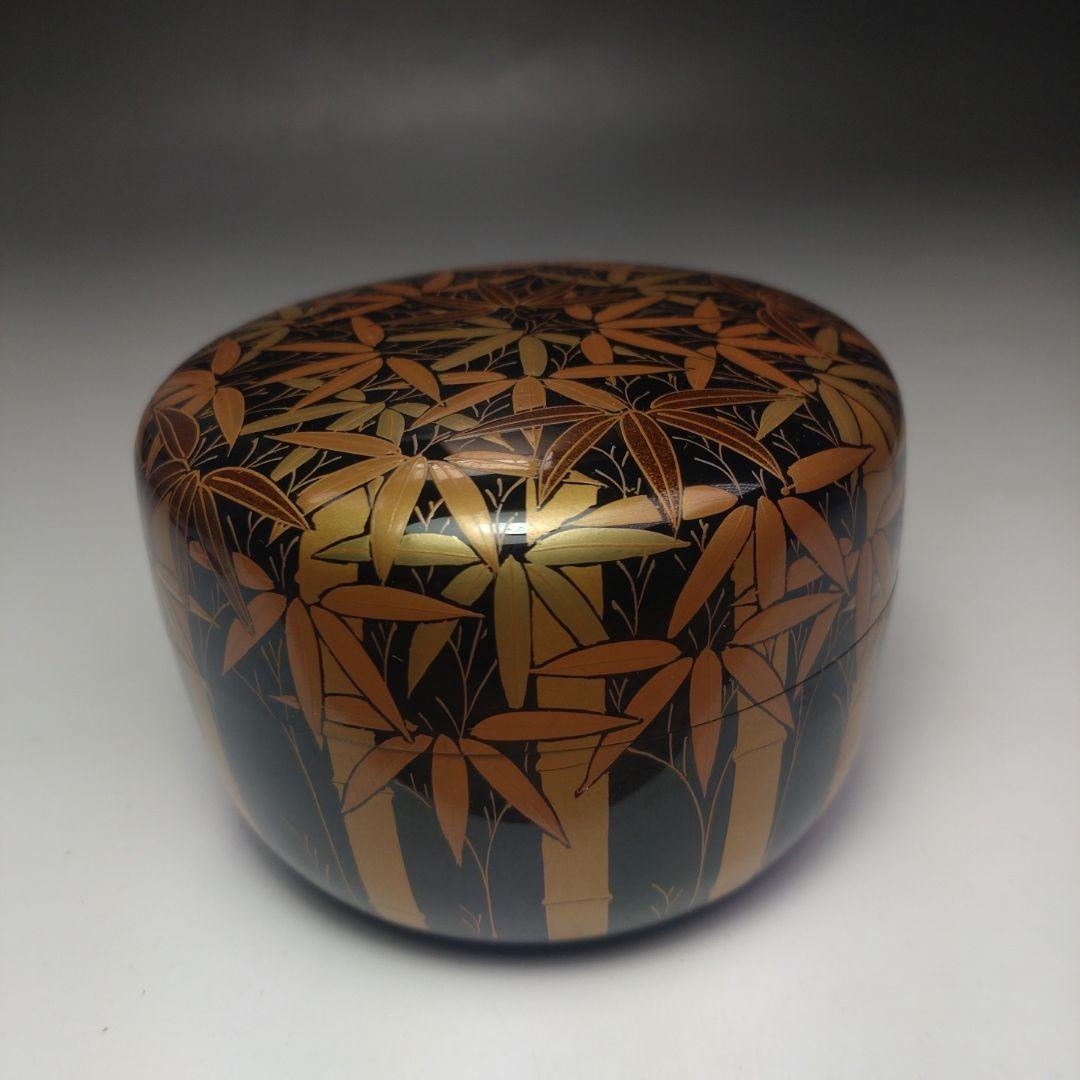 イ215 棗『稚園作』『竹林蒔絵平棗　共箱』漆塗　茶道具