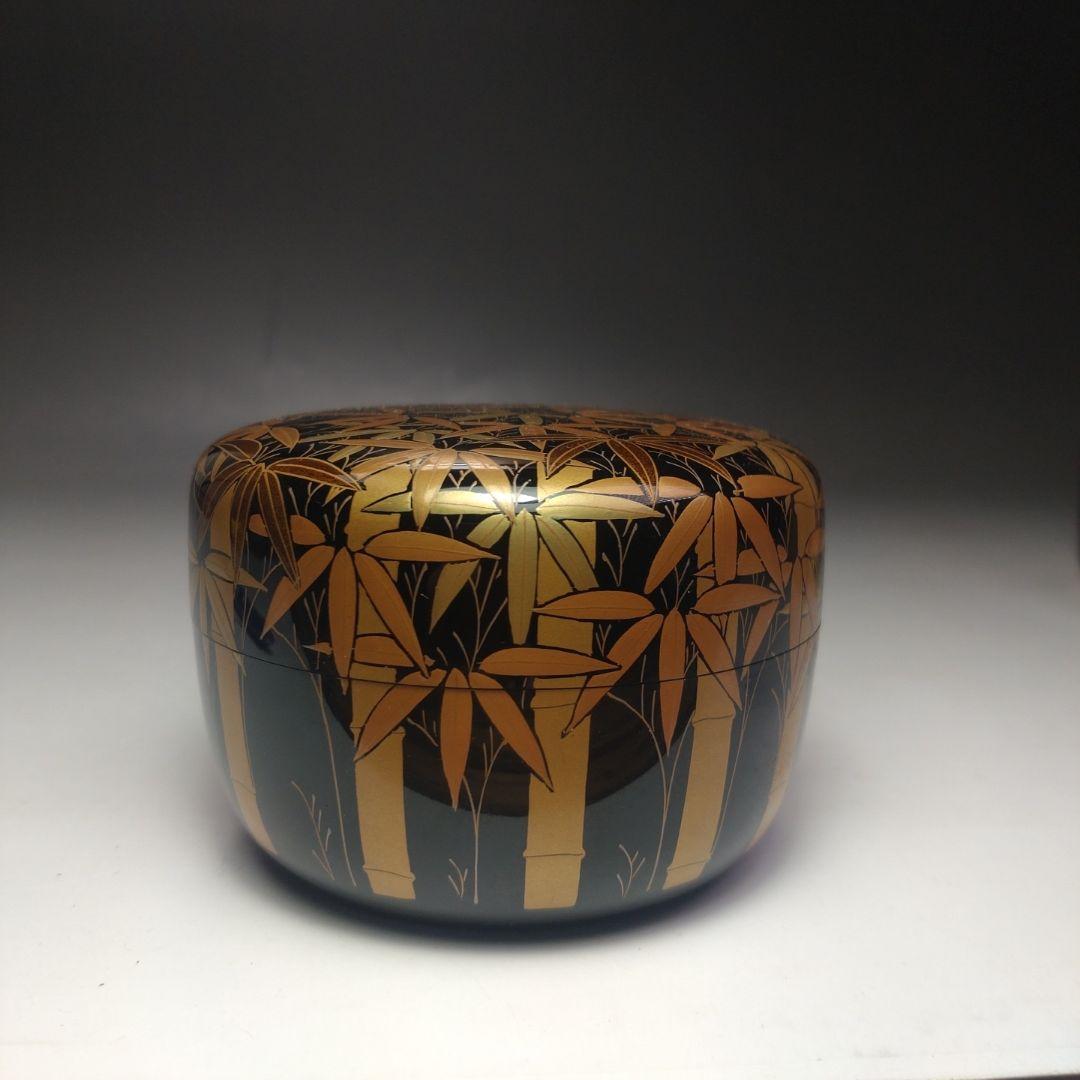 イ215 棗『稚園作』『竹林蒔絵平棗　共箱』漆塗　茶道具