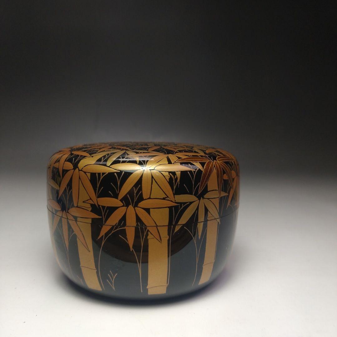 イ215 棗『稚園作』『竹林蒔絵平棗　共箱』漆塗　茶道具