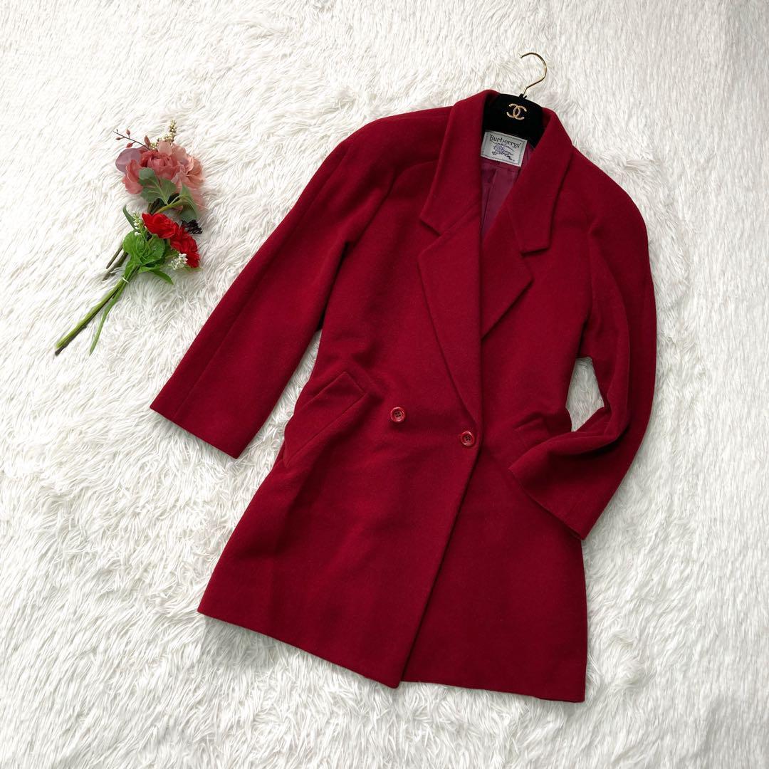 【美品✨】バーバリーズ カシミヤ 真紅 チェスターコート ダブル 裏地ロゴ