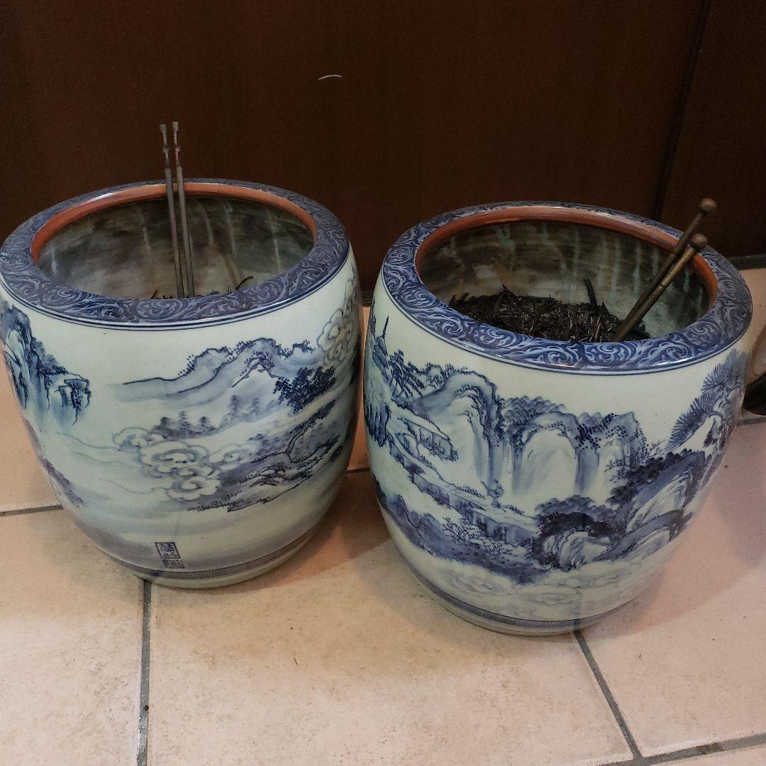 火鉢対二個セット