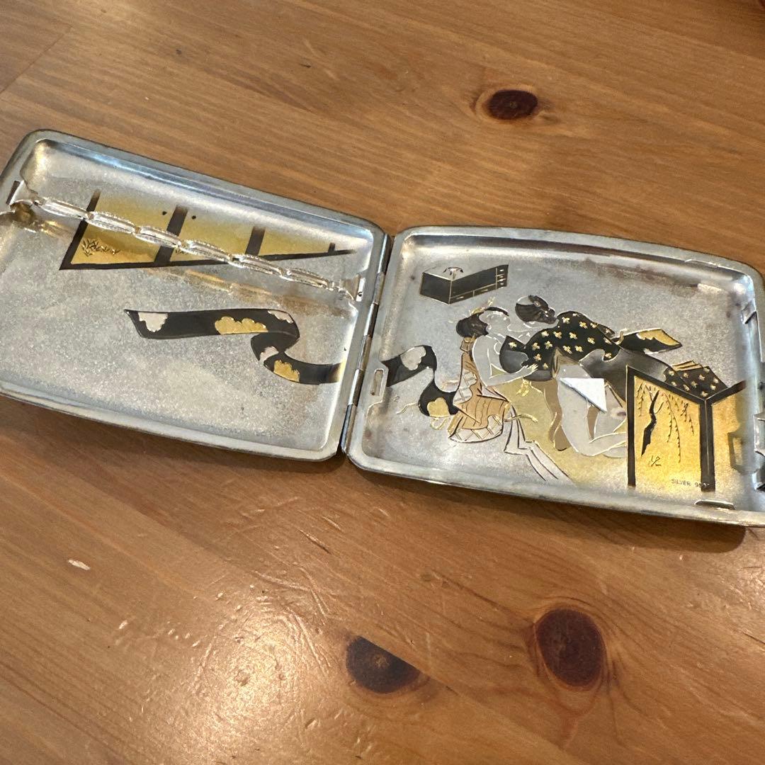 silver 950刻印　煙草入れ　シガレットケース　骨董古美術 光夫刀　春画
