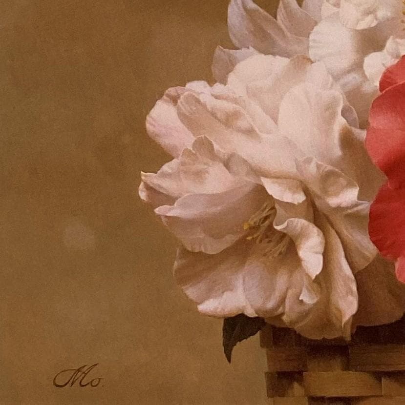 森本草介、【椿】、希少な画集より、新品額装付、マット額装付き