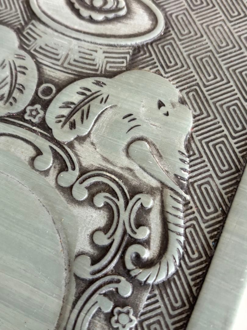 清康熙 雙象耳寶瓶　特大 清代 古硯 彫 紋 古硯 緑硯 端硯 端渓硯 松花硯