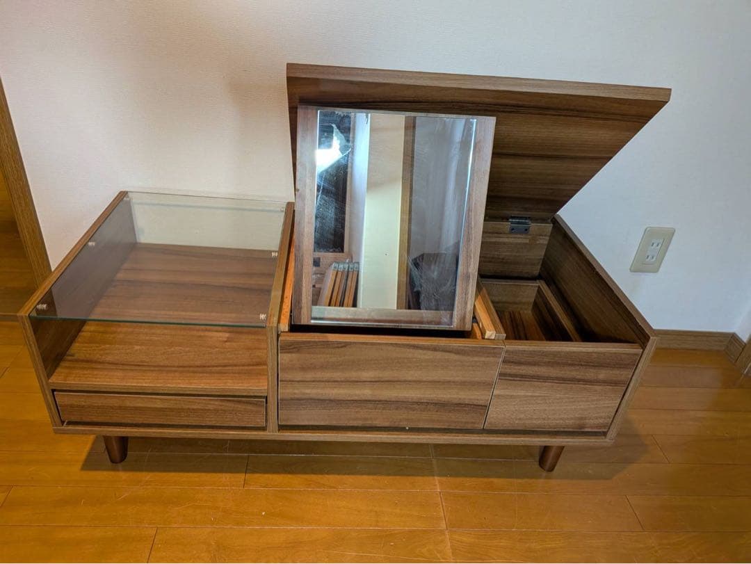 ■送料込■LOWYA ドレッサー ローテーブル コスメ台 センターテーブル鏡化粧