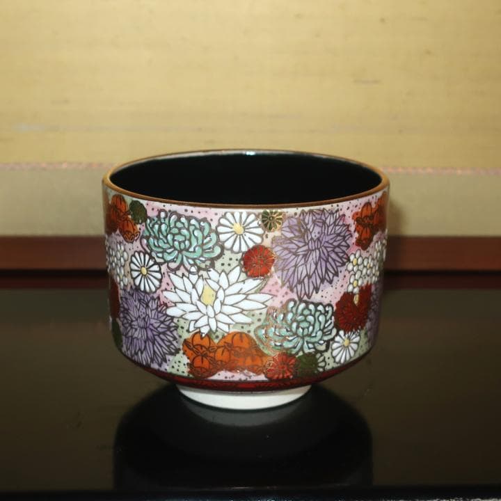 【お年玉セール!】茶道具 抹茶碗　九谷焼　手描き豪華絢爛　本金金花詰