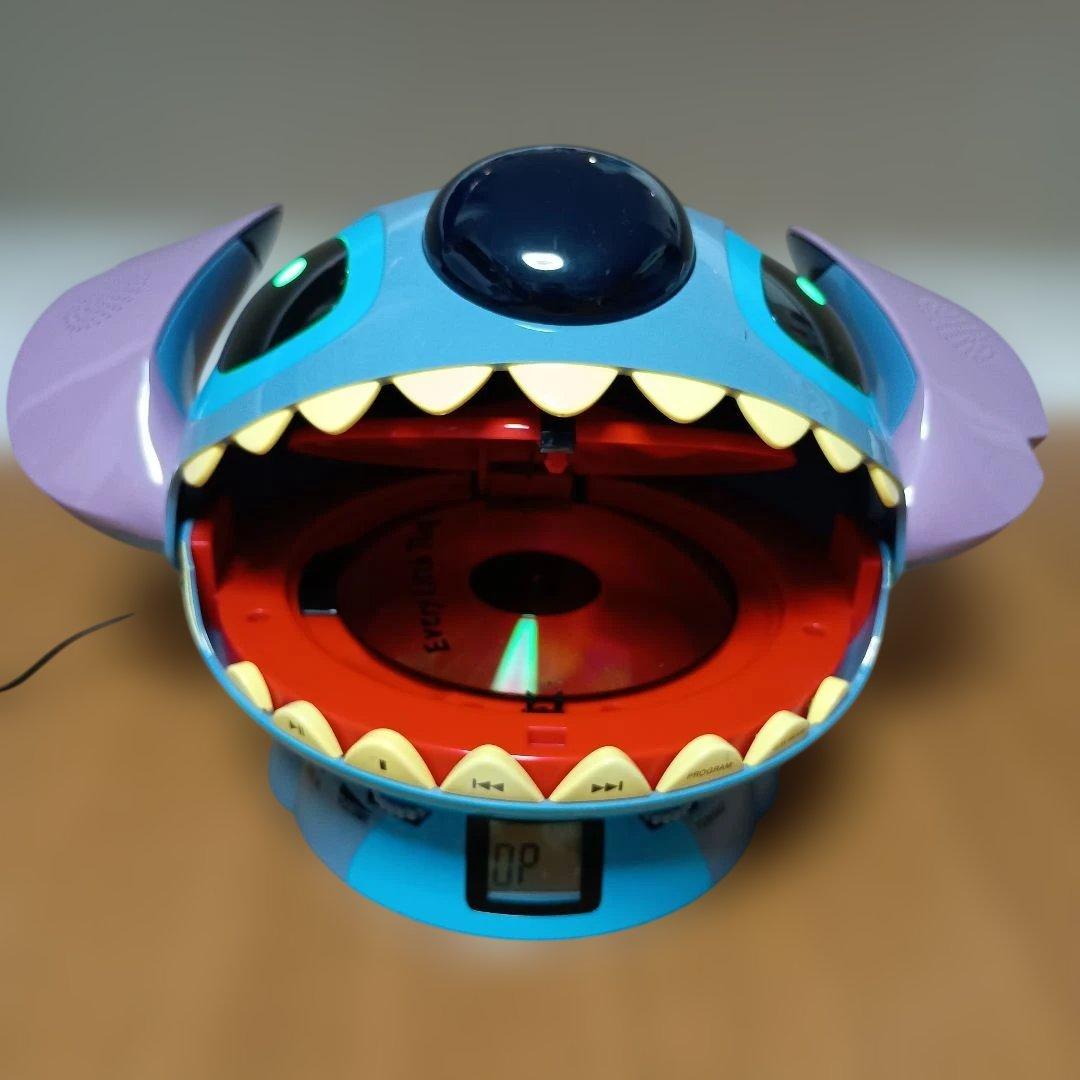 スティッチ CDプレーヤー AMFMラジオ LINE IN接続 電源ON目が点灯