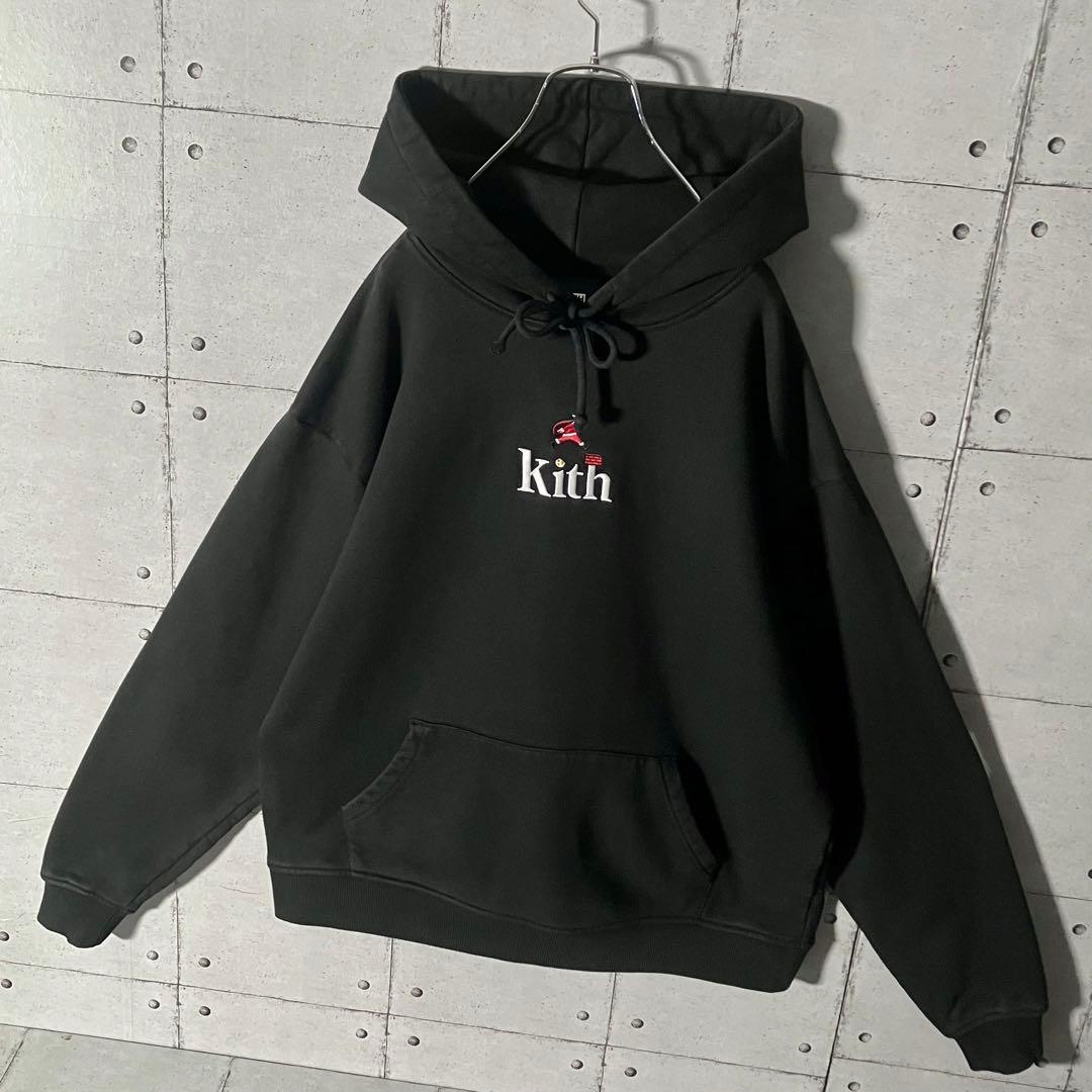 【入手困難】KITHキス☆刺繍ロゴスウェットパーカー希少サイズL