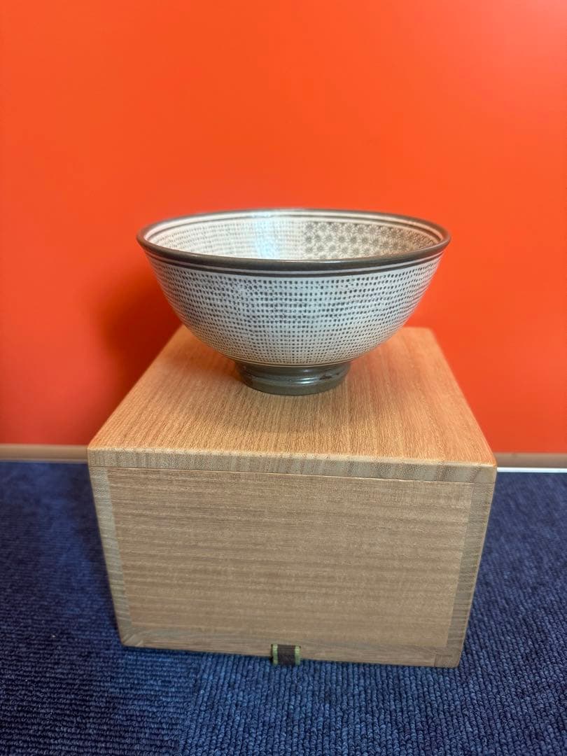 1874 高麗焼　黄章洙作　花三鳥暦手文　茶碗　時代物