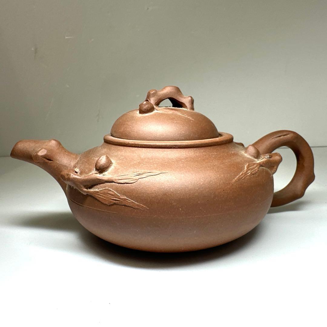 周揚大銘　朱泥急須　幅約20㎝　東Y7-0430☆2Fタエチ