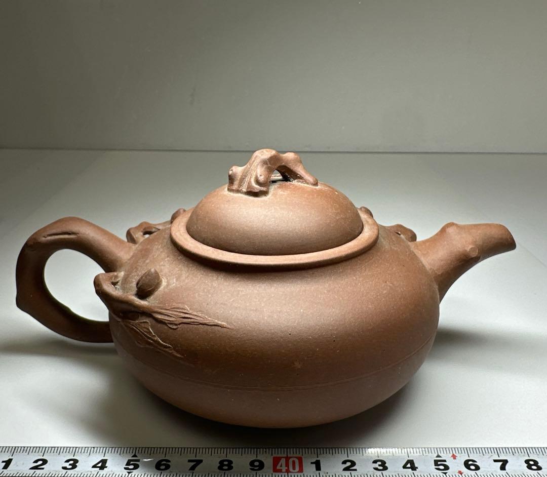 周揚大銘　朱泥急須　幅約20㎝　東Y7-0430☆2Fタエチ