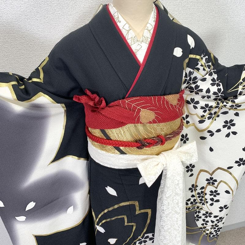 512z11☆大北捷一 振袖 モダン 金彩 モノトーン 落款作家物☆成人式結婚式