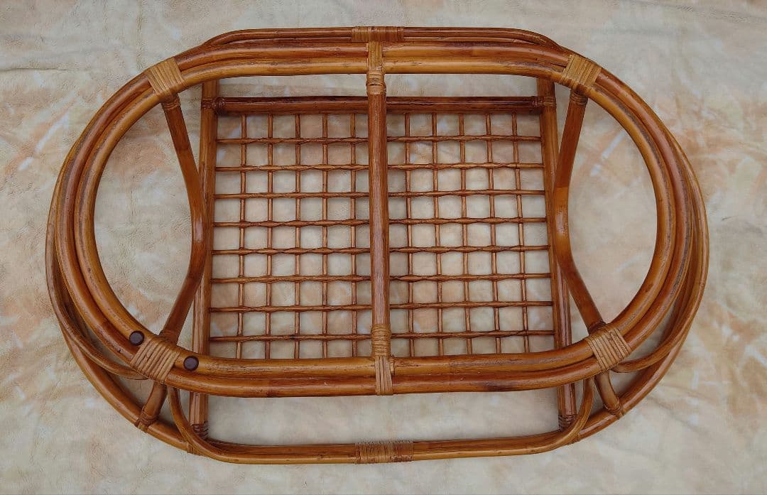 KAZAMAラタン 籐 大型ガラスローテーブル 座卓 風間カザマ ちゃぶ台 木製