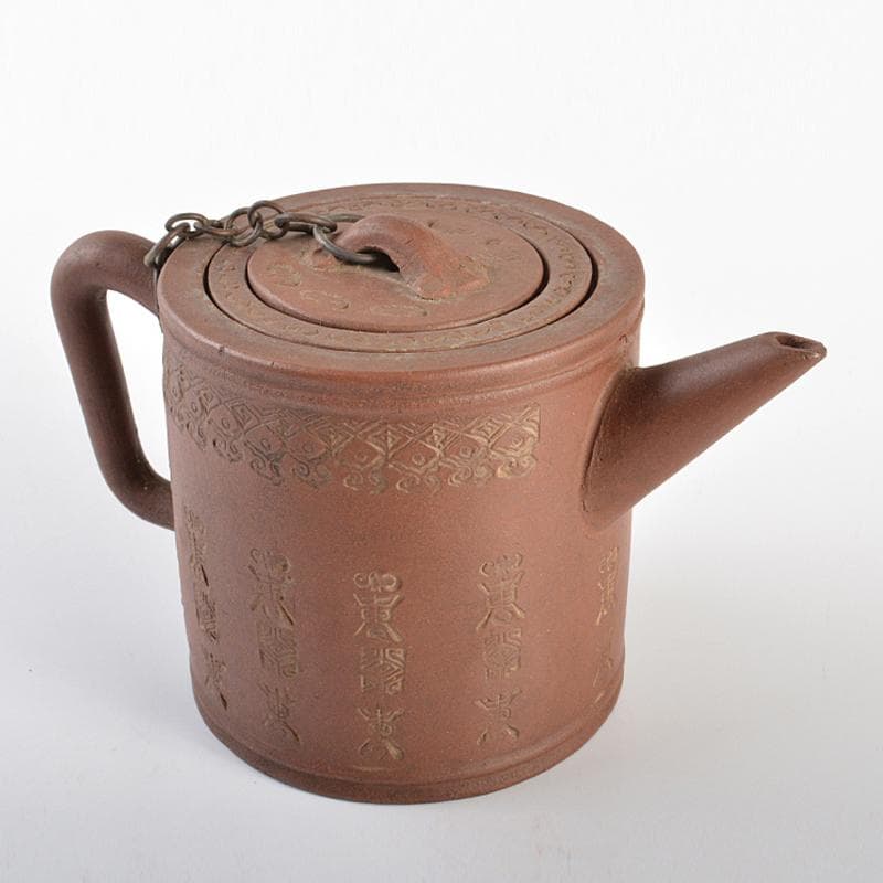 中国　宣興名壷銘　紫砂　朱泥　急須　茶壷　茶こし付　M　R6618