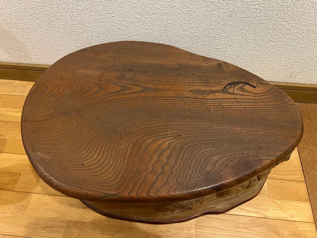 取込盆　槐　切り株　こぶ　木製スツール　花台　古道具　茶道具
