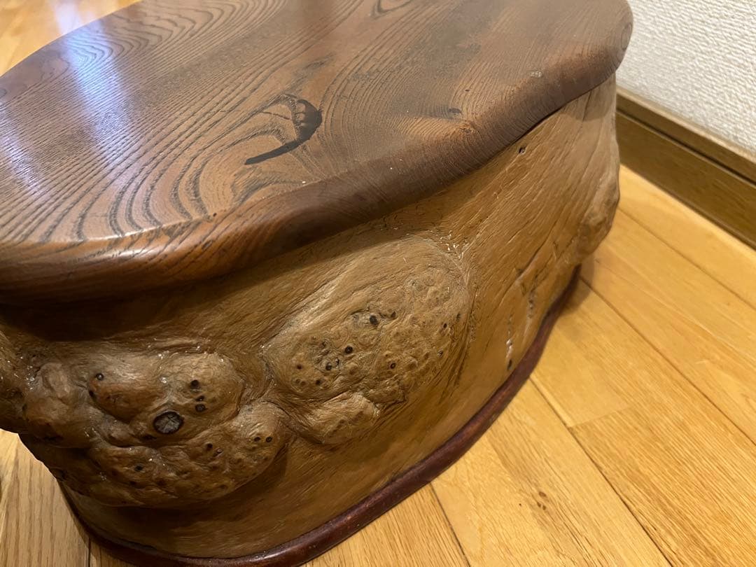 取込盆　槐　切り株　こぶ　木製スツール　花台　古道具　茶道具