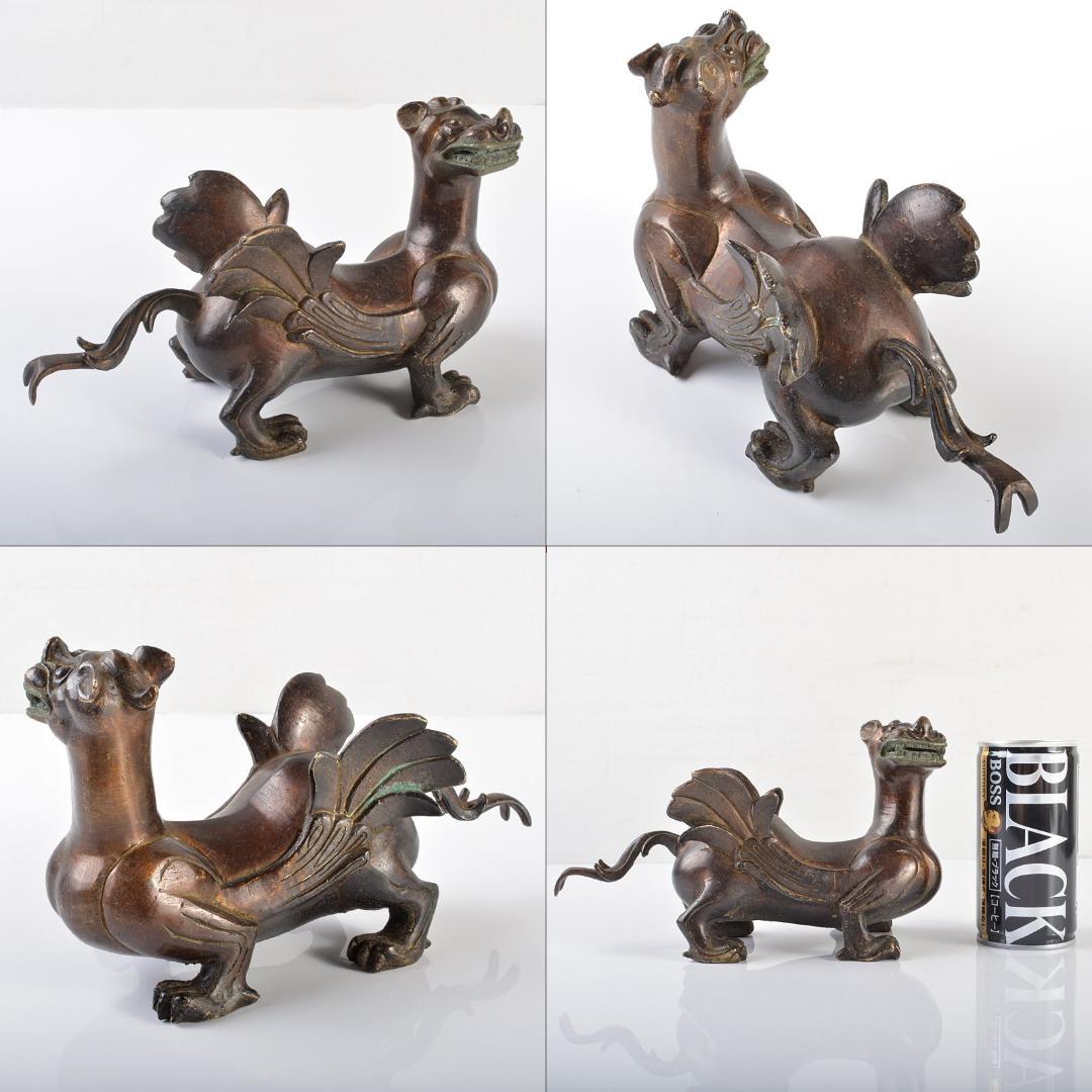 中国　古銅宣徳銅　神獣　置物　M　R6188