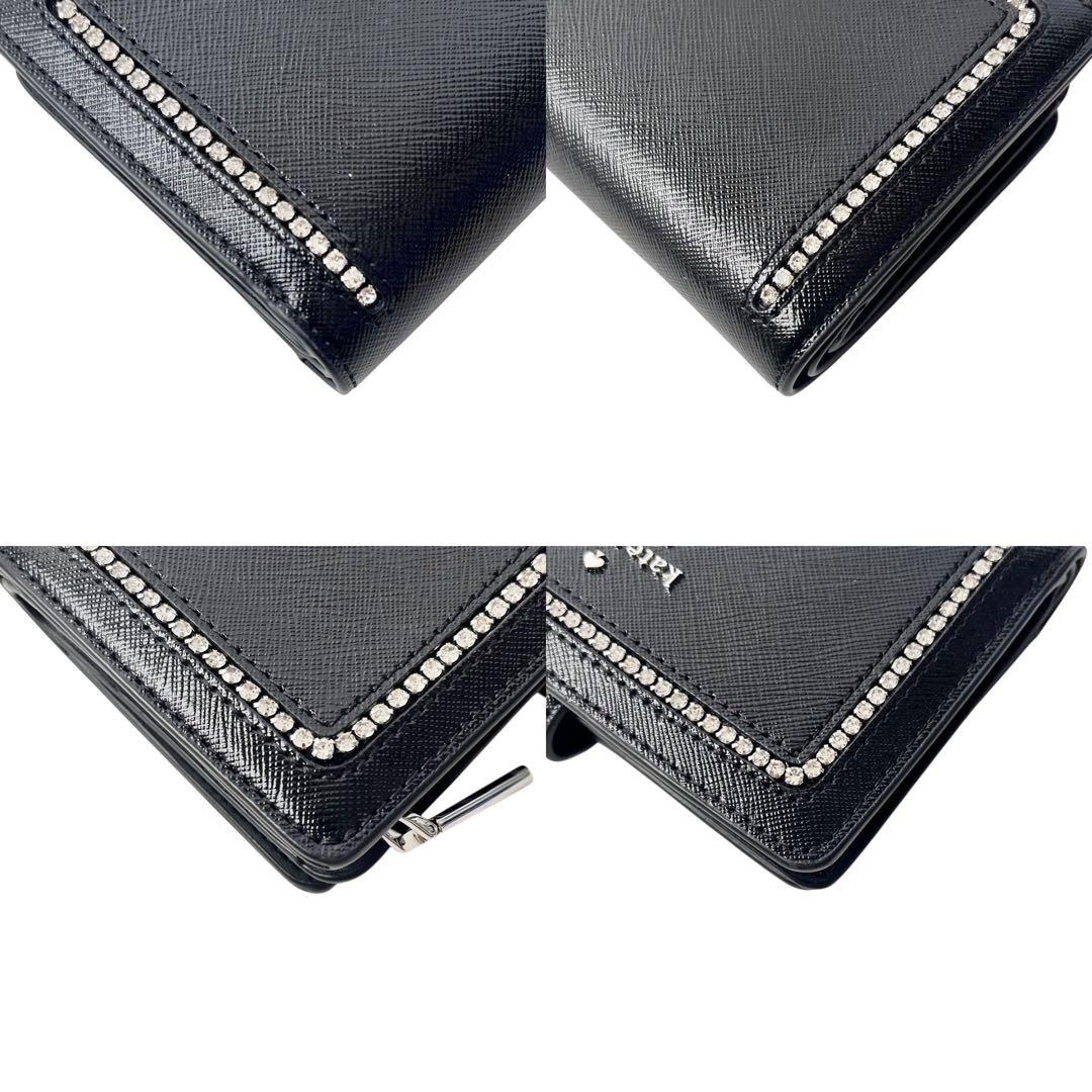 未使用品✨ kate spade ケイトスペード ビジュー コンパクト財布 黒