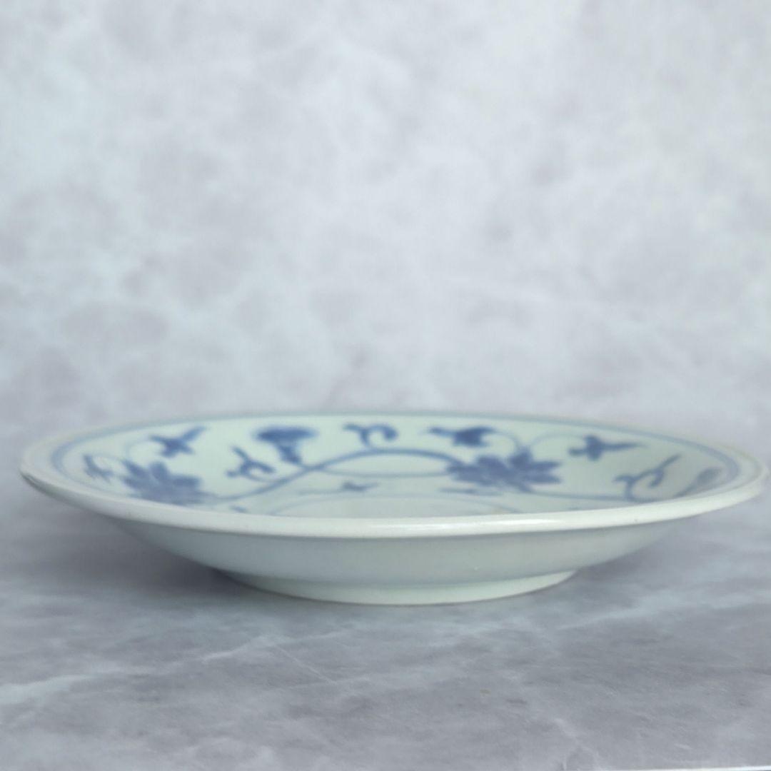 古伊万里　花唐草染付皿　江戸時代　染付　唐花　骨董　金直し　金継ぎ　アンティーク