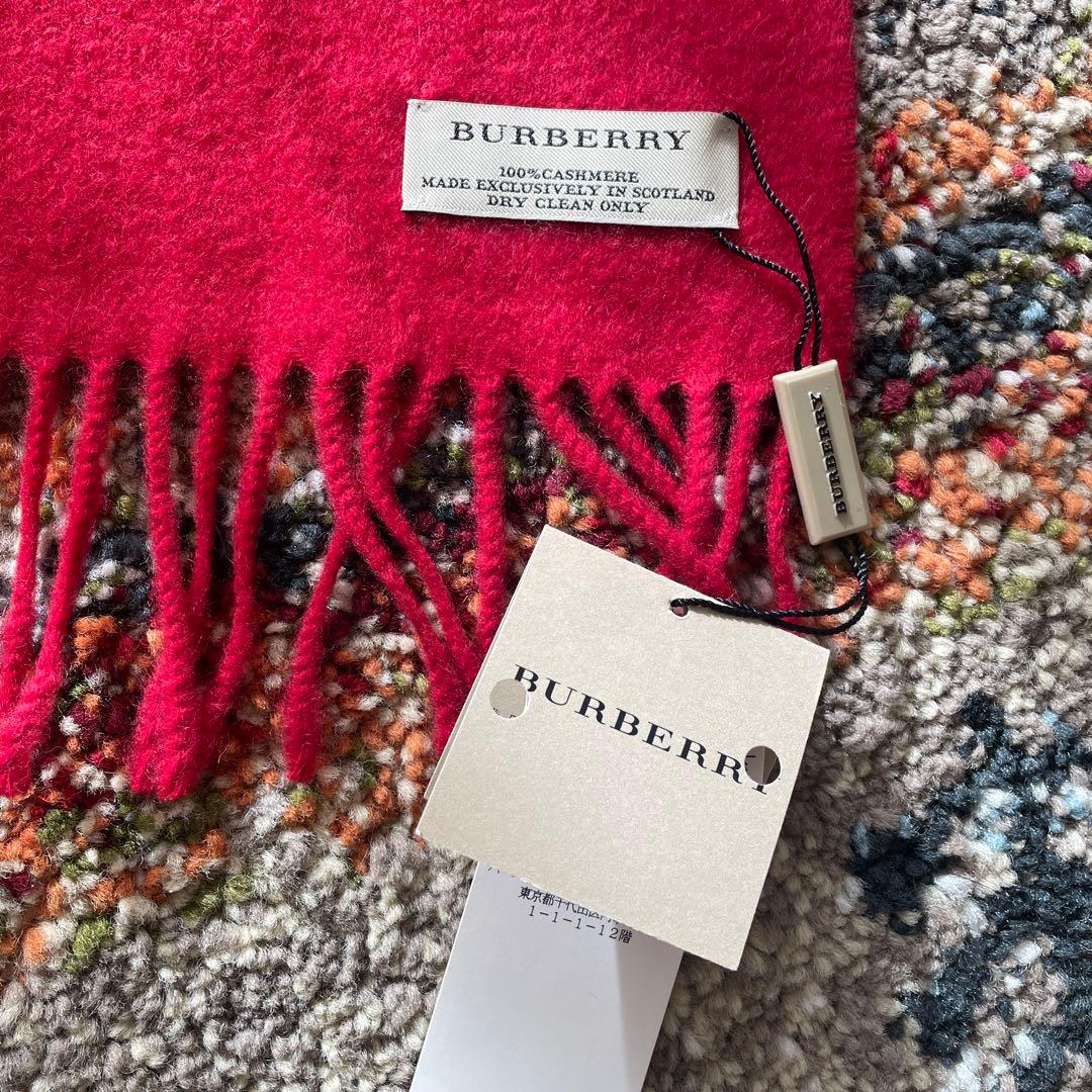 BURBERRY 赤 カシミヤ マフラー 箱付き