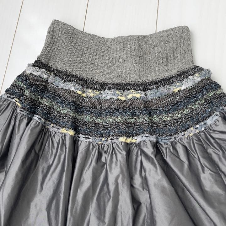 未使用 M.&KYOKO 切り替えバルーンスカート シルク混ニット 1